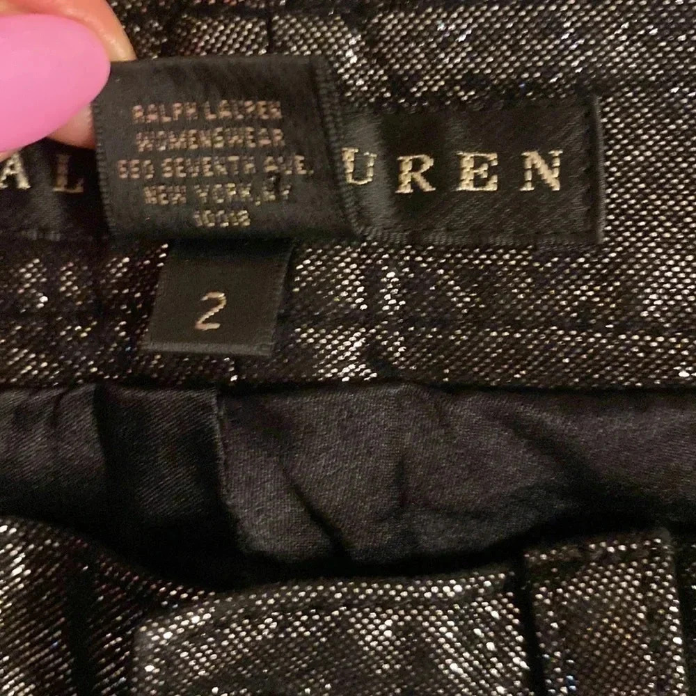 Ralph Lauren black label metallic black pants size 2 - Picture 6 of 12